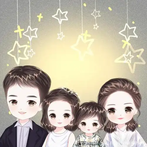 11月再见,用手绘记录幸福,一家四口全家福头像