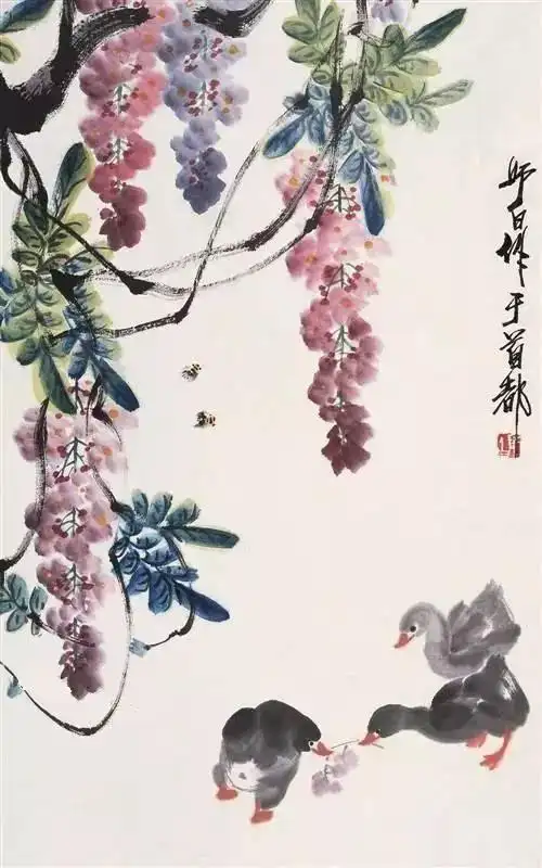 娄师白画紫藤,美丽心情!