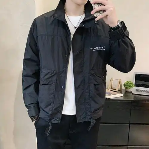 抖音直播爆款外套男春秋季立领休闲男装时尚潮流简约工装夹克男