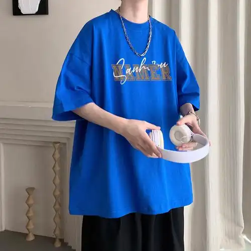 重磅新款260g纯棉字母印花短袖t恤男夏季潮牌潮流宽松衣服青少年