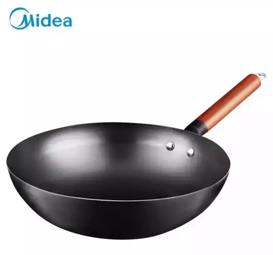 美的midea炒锅ct32a09无涂层聚油爆炒精铁锅真不锈炒锅32a10带玻璃盖