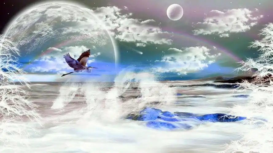 天空飞翔的仙鹤壁纸