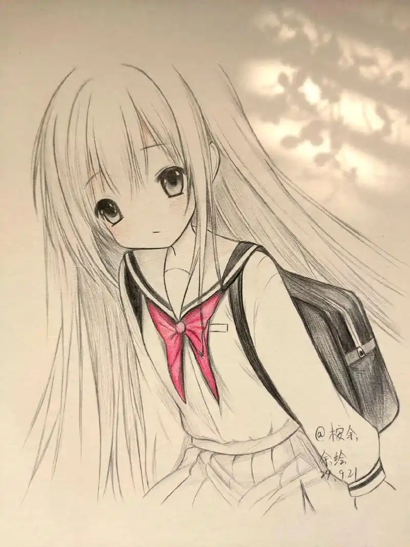 过程图教你画可爱二次元女生.#二次元少女 #过程图教你画女生 - 抖音