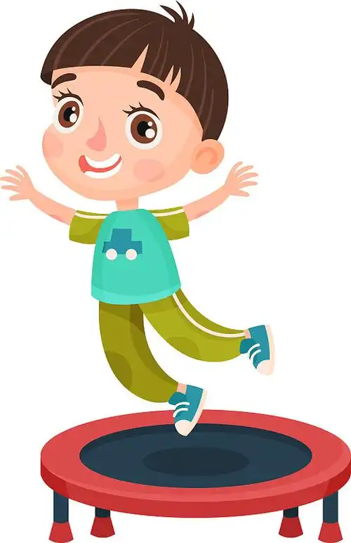 穿着运动服的兴奋男孩角色跳了上来图片