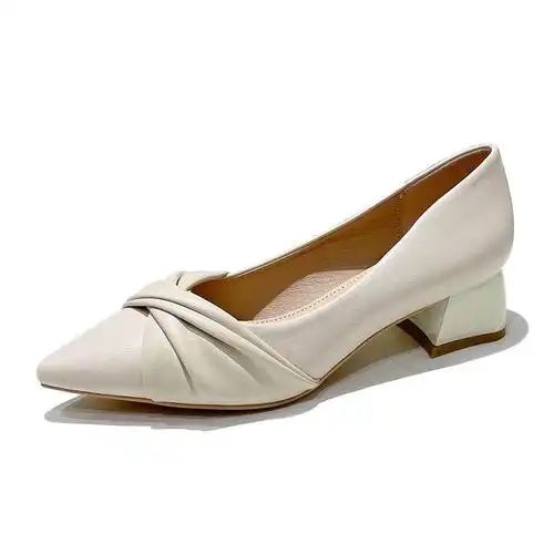 粗跟鞋玛丽珍女鞋女跟尖头2022新款蝴蝶结浅口韩版