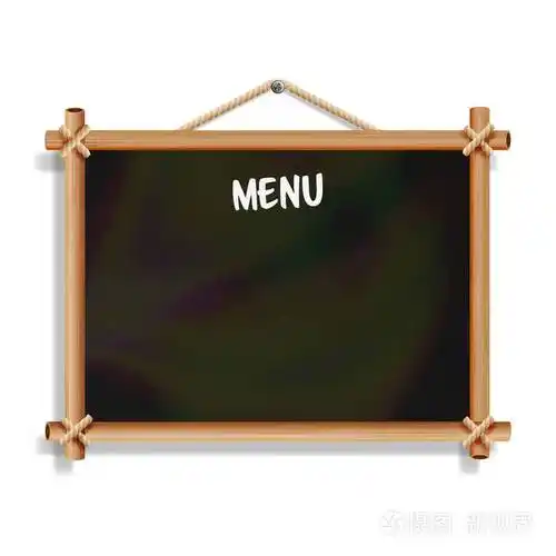 咖啡厅菜单板.白色背景上的孤立.现实空黑色的黑板与木制相框挂.