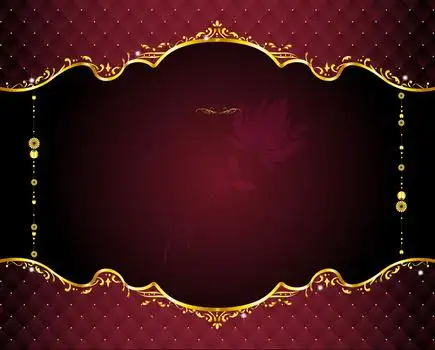 矢量红色欧式花纹鎏金边框背景