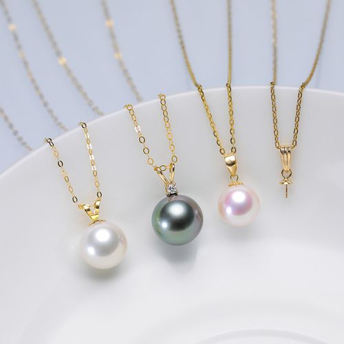 18k金天然淡海水大溪地单颗珍珠项链吊坠妈妈款时尚复古锁骨颈链