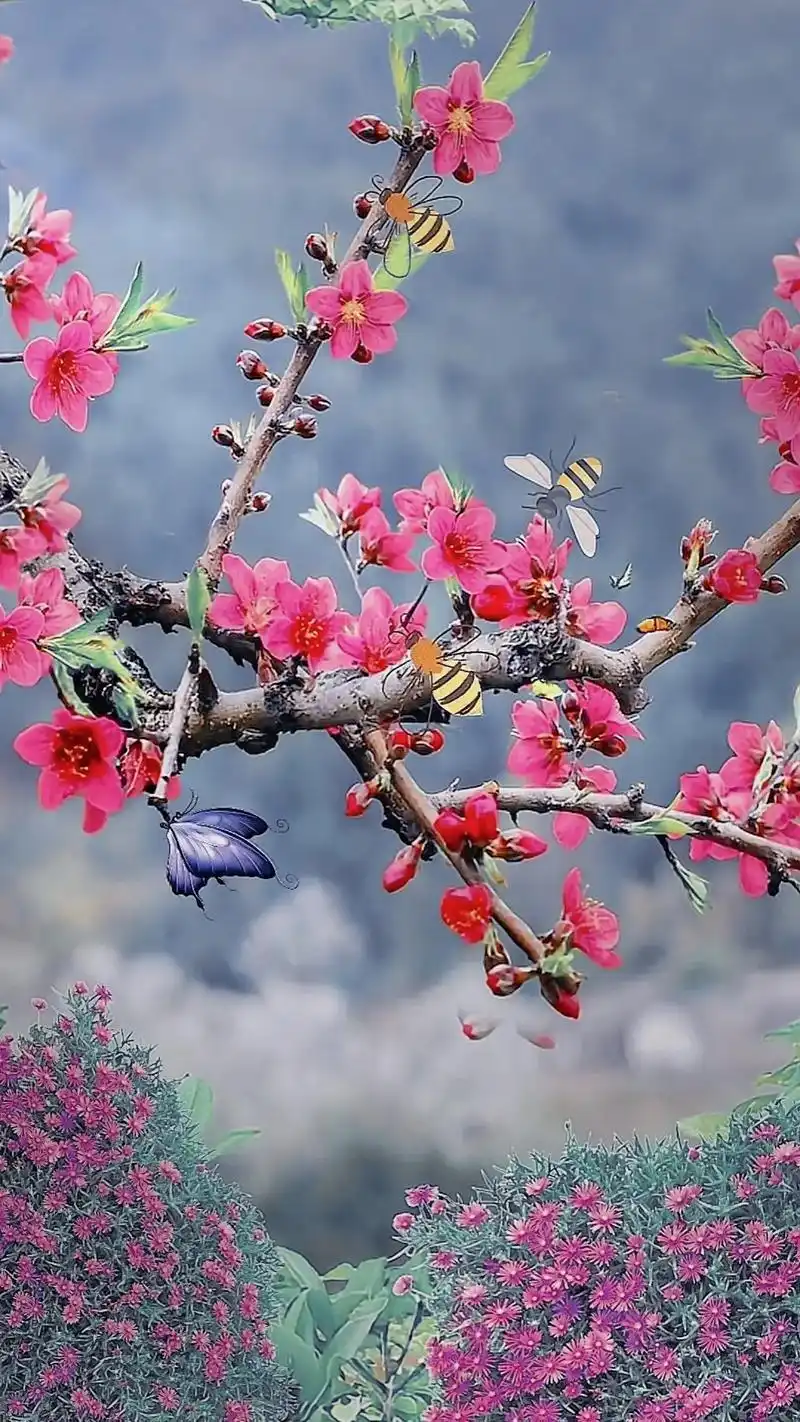 听说喜欢桃花的都会走桃花运#桃花#壁纸#抖音图文来了#春日图 - 抖音