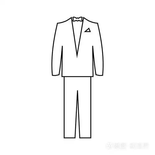 插画 男人的经典黑色西装与领结.男人的衣柜.矢量.eps