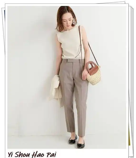 原创夏季米色裤子怎么穿4种颜色上衣搭配示例很适合轻时尚女人