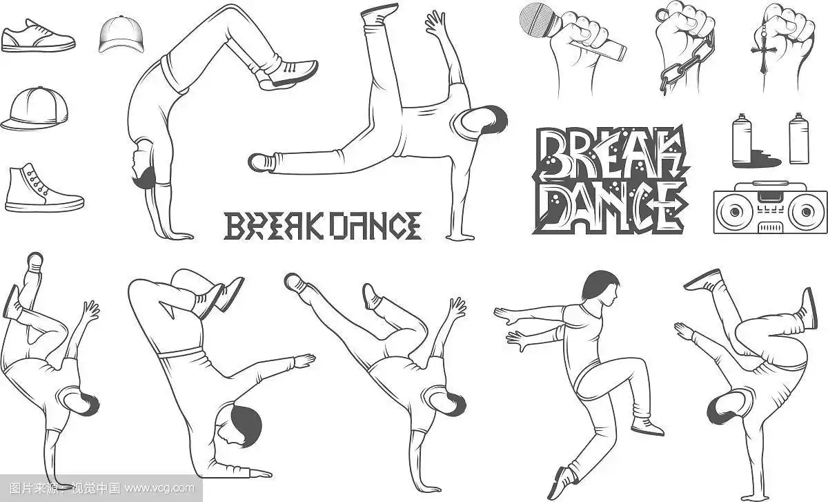 霹雳舞男子剪影