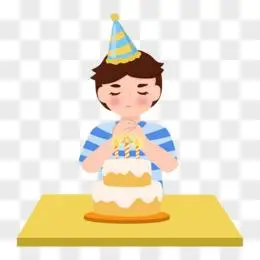 卡通矢量生日许愿的小男孩素材