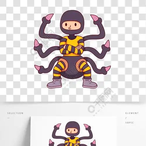 创意万圣节卡通人物绘画蜘蛛