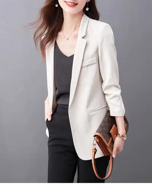 香港潮牌spzm感小西装外套女2021春夏薄款气质短款小个子七分袖小西服