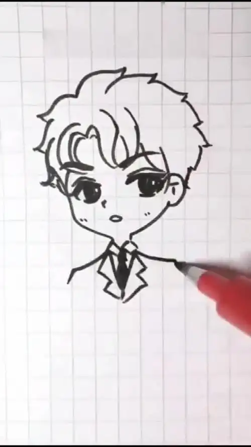 简笔画卡通版的王俊凯就这样画好了,太可爱!