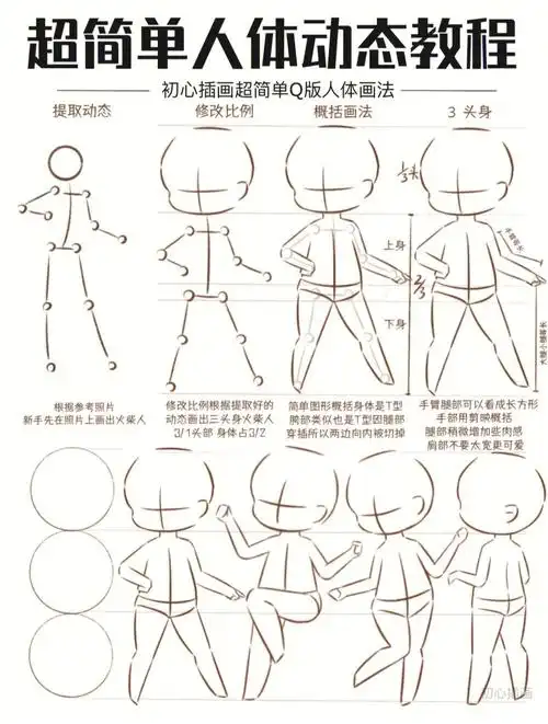 零基础插画教程Ι超简单q版人物动态画法8