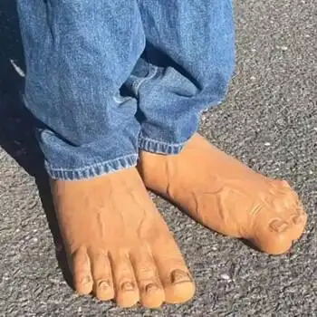 抖音创意男脚趾鞋赤脚大仙恶搞闺蜜拖鞋脚趾大脚鞋巨人大掌脚丫 肤色