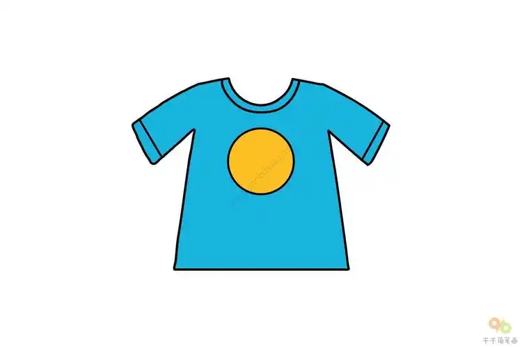 蓝色半袖简笔画