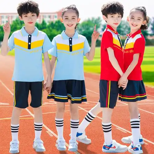 2021夏季新款纯棉短袖袖套装小学生运动班服毕业校服