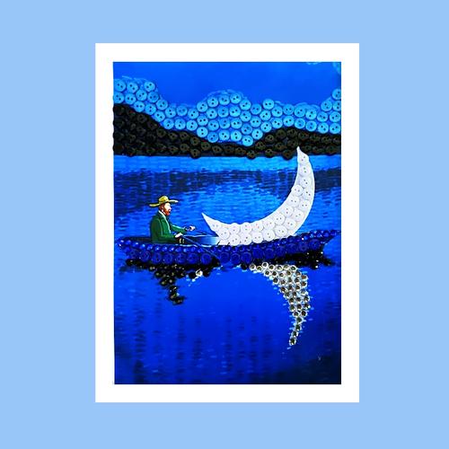 星空月亮船  儿童手工diy制作活动纽扣画创意装饰画材料