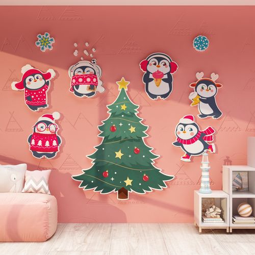 幼儿园环创主题文化墙卡通贴纸儿童房宝宝房间布置墙面企鹅墙贴画