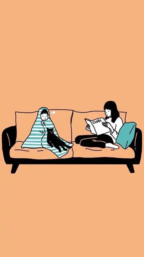 简易插画女孩生活系列