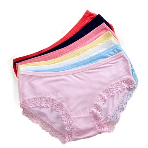 7条莫代尔性感蕾丝女生三角内裤女裤头中透气女三角裤