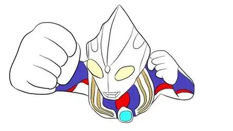 飞行中的迪迦奥特曼儿童亲子简笔画