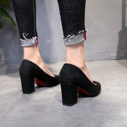 大码胖脚女鞋粗跟高跟鞋男士cosplay伪娘舞台演出单鞋