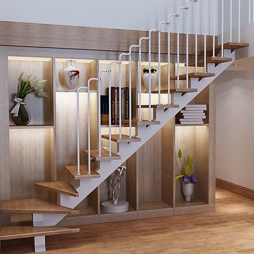 楼梯实木直梁复式别墅家用室内跃层阁楼整体整体楼梯