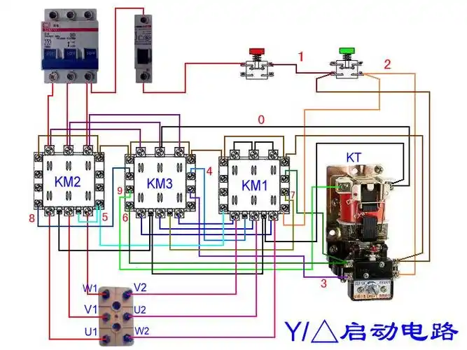 380v的现在有三个接触器一个热保护星形或三角形起动接线图是怎么样的