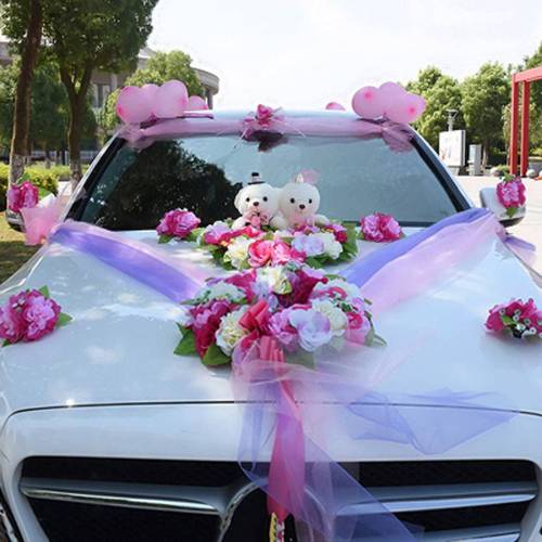 婚车装饰套装韩式小熊车头花车布置结婚婚庆婚庆绢花