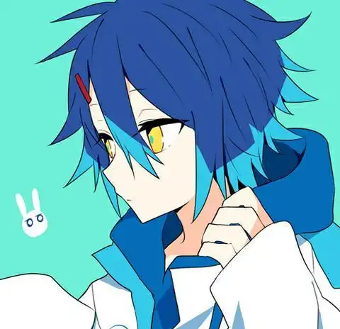 二次元男生头像蓝色_帅气动画男生图片蓝色