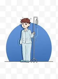 打点滴的图片_手绘生病医院的病人打点滴元素