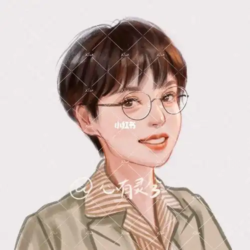 短发戴眼镜女生头像订制