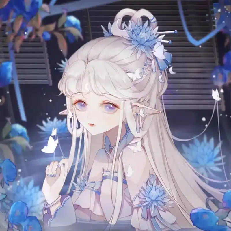 蓝色系古代女生头像 - 抖音