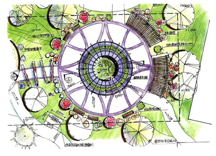 景观设计手绘平面图节点设计素材