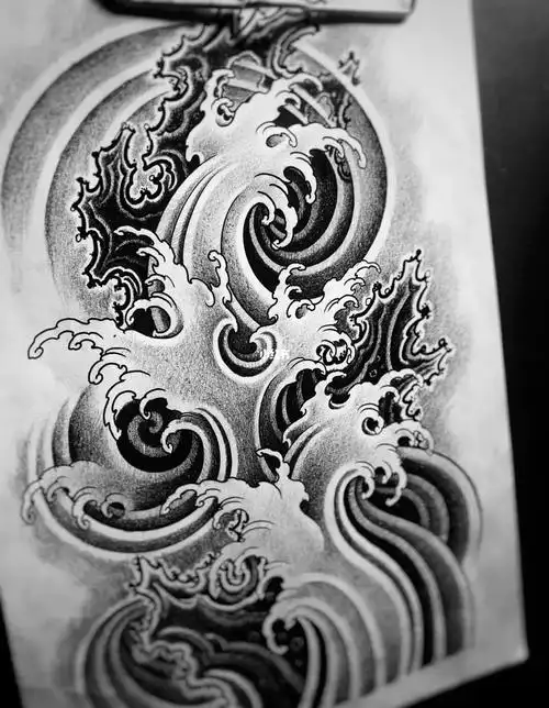 传统纹身  #成都纹身  #海浪纹身  #手稿