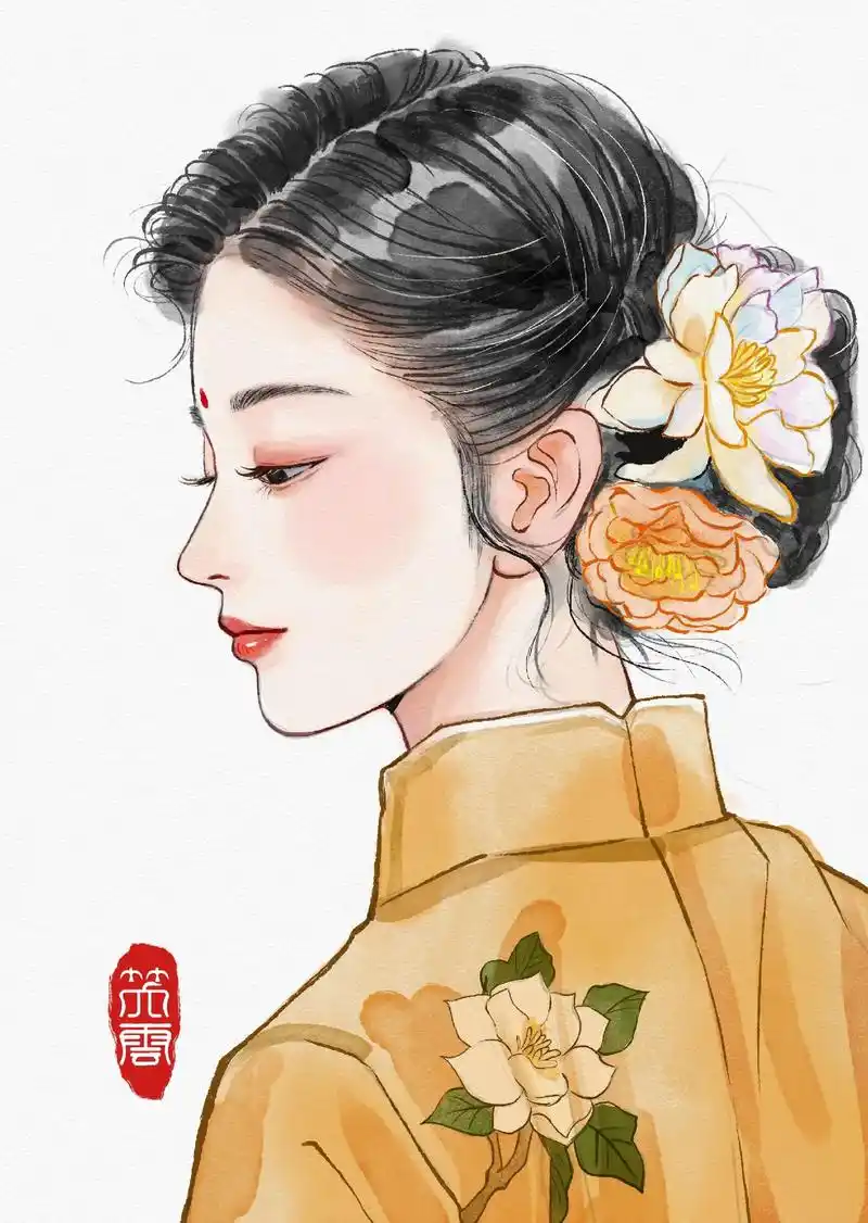 旗袍古风美女.#图文伙伴计划 好久没画侧面了,涂一张#pro - 抖音