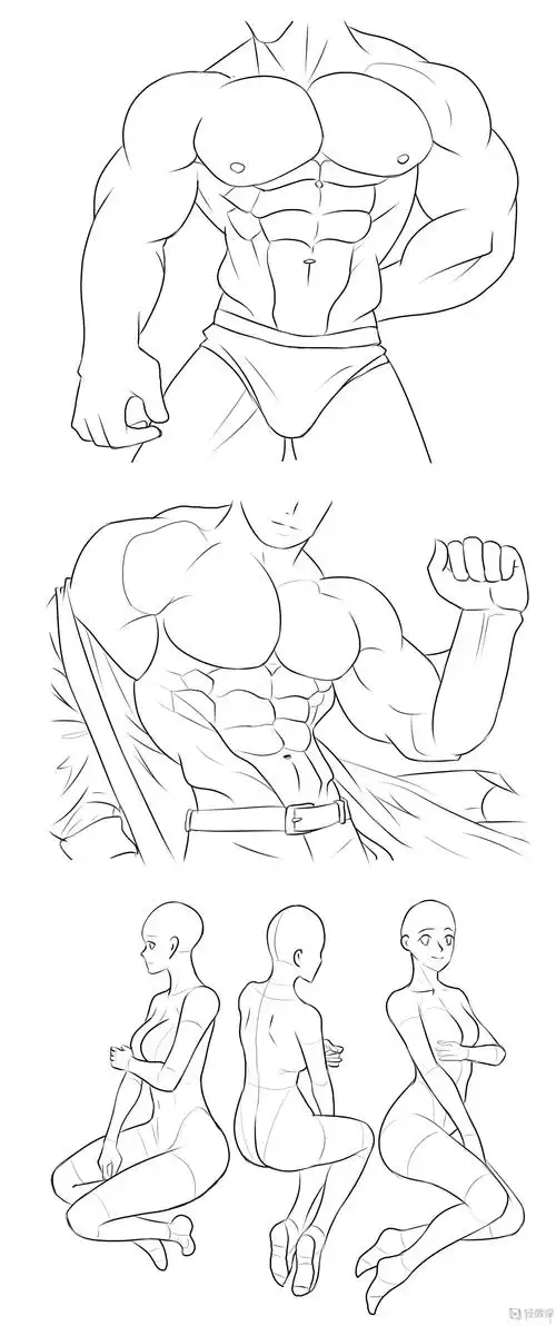 临摹男性肌肉—角色人物肌肉绘画训练