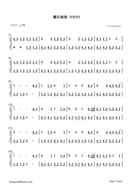 魔法城堡的简谱是什么?