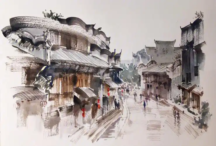 水彩建筑速涂练习步骤
