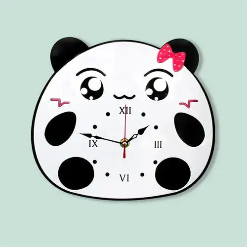 原创可爱熊猫静音钟表 时尚创意挂钟 客厅卧室儿童房时钟