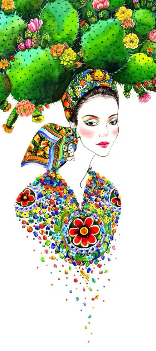 云想衣裳花想容时尚手绘