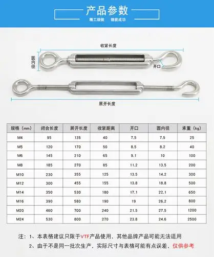 304不锈钢花篮螺丝钢丝绳索拉紧收紧器紧绳器紧线器花兰螺栓 m24