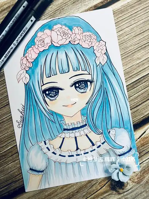 原创马克笔手绘我心中的缪斯女神