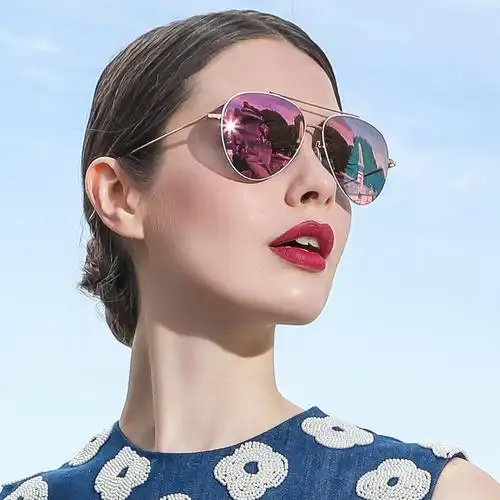 防晒款海伦凯勒眼镜男女款时尚潮流大框墨镜粉色镜片偏光太阳镜h8630