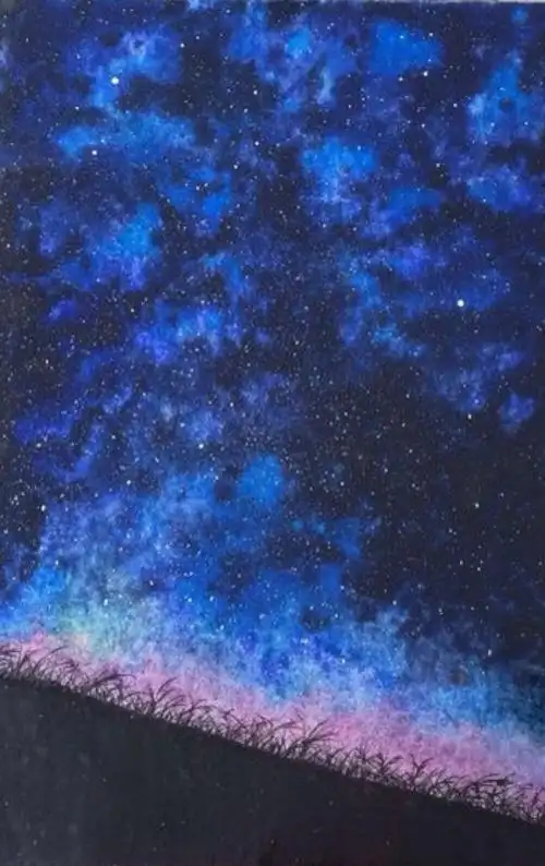 清新水彩画 手绘 星空 夜空 自然风景 清新… - 堆糖,美图壁纸兴趣社