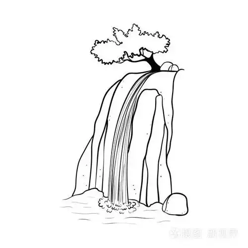 瀑布的矢量图示插画-正版商用图片0f847d-摄图新视界